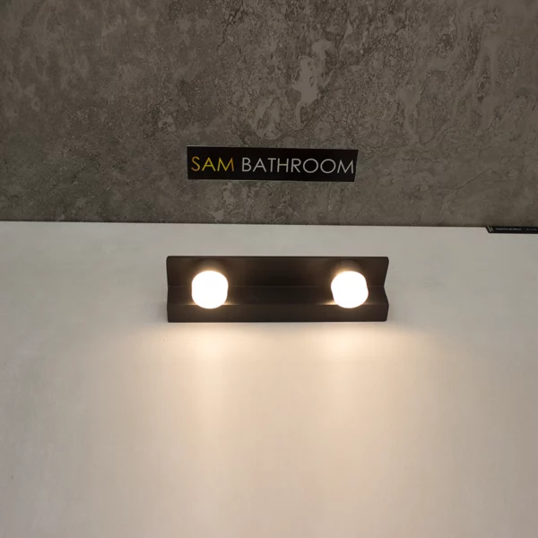 چراغ بالا آینه ای سرویس دستشویی و حمام 2 شعله استوانه مشکی