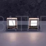 چراغ بالا آینه 2 شعله مربع (استیل براق)